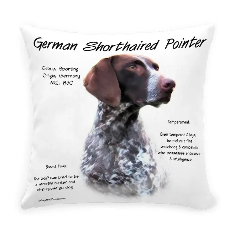 German Shorthaired Pointer Everyday Pillow Printed  Case Fashion Car Hotel Bed Decor  Cushion Not Included