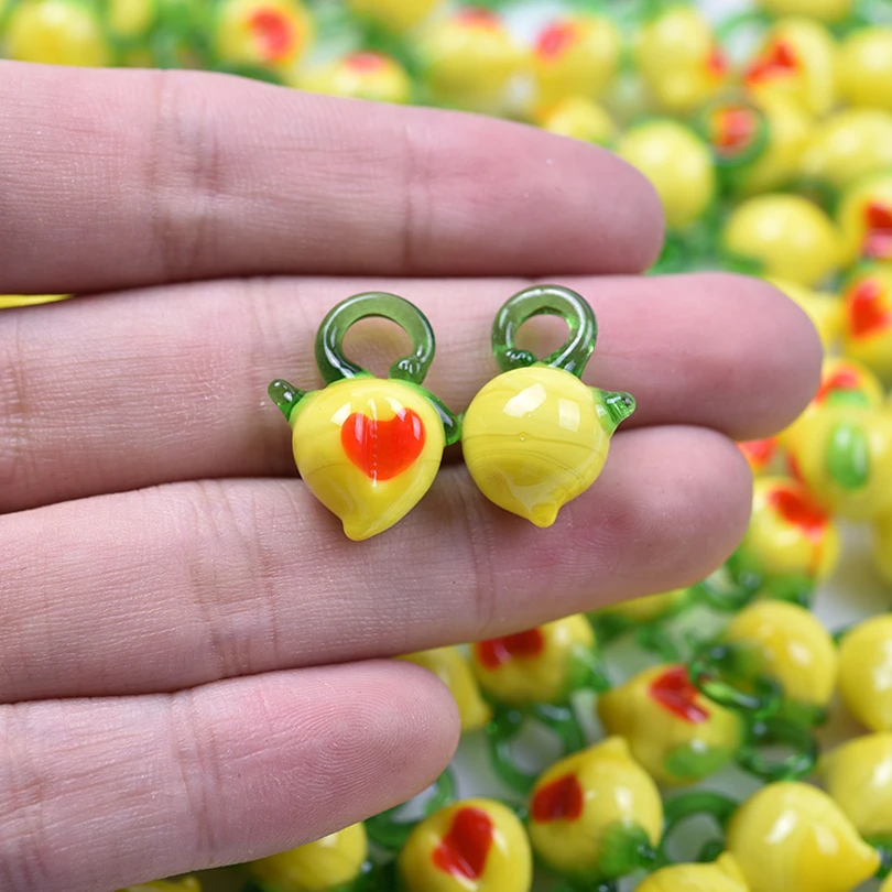 6pcs/Lot Mixed Yellow Fruit Vegetable Resin Charm Pendants For Jewelry Making Supplies Banana Radish Pendant Bulk DIY Bracelets