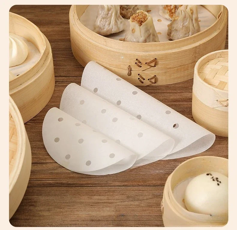 100Pcs Food Grade Disposable Steamer Paper Non-stick Steaming Paper Steaming Buns Steamed Buns Pad Paper Air Fryer Paper