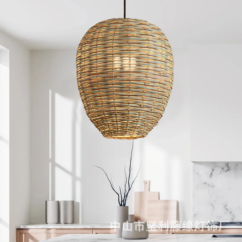 South East Asia rattan art chandelier Japanese restaurant chandelier custom homestay tea room zen retro pastoral handwoven lamp