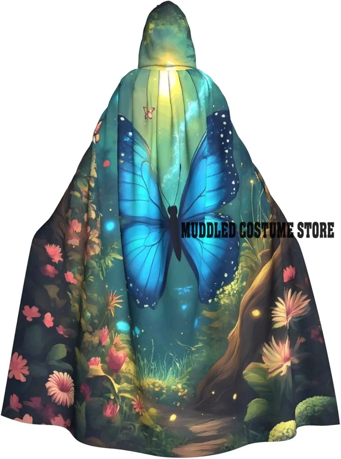 

Enchanted Forest Butterfly A for Hooded Cloak Costume Cape for Men & Women Halloween Cosplay Party
