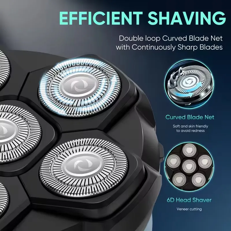 Men's Electric Shaver Multifunctional Bald Head Shaver Rechargeable Beard Razor Portable Shaving Machine for Men Daily Grooming