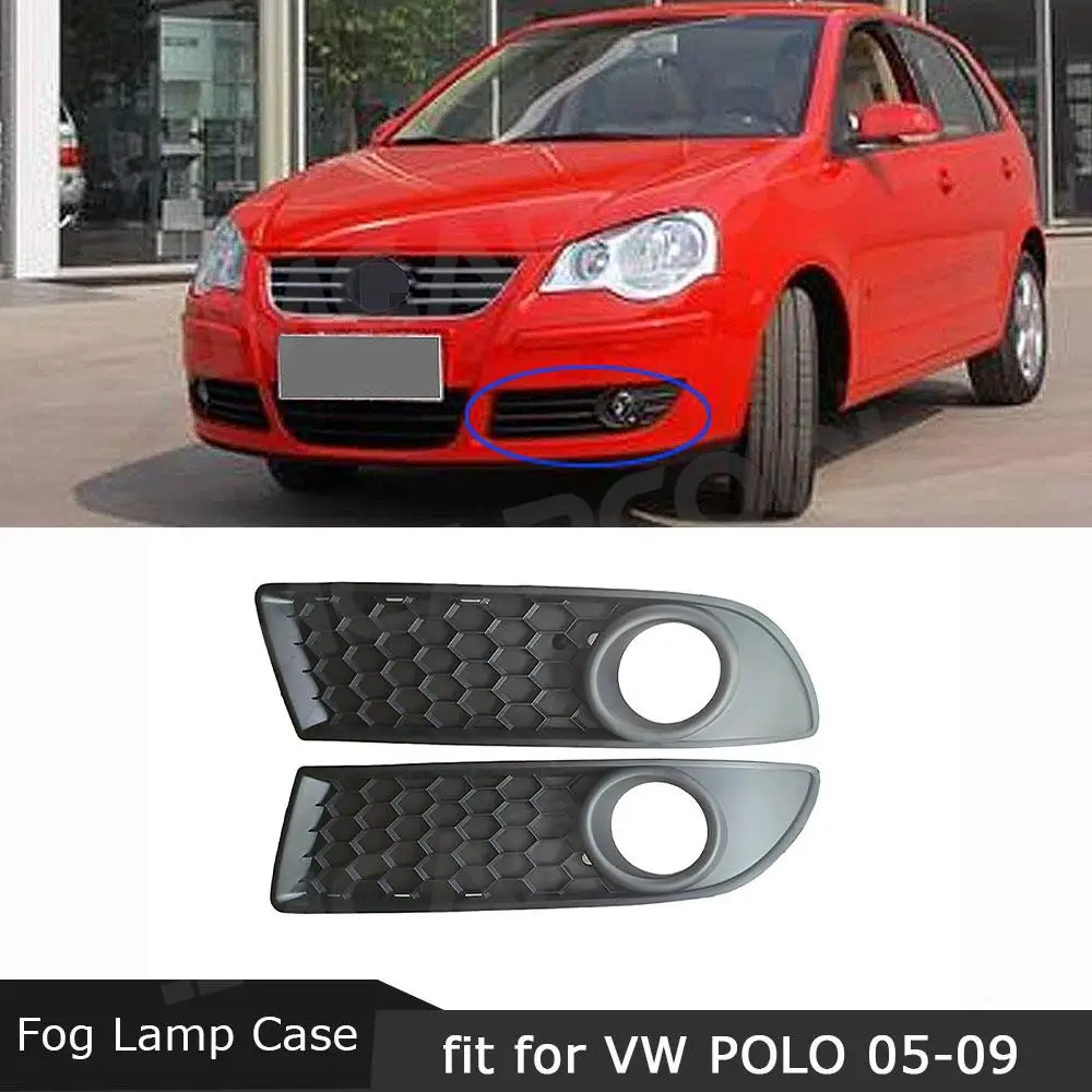 

Car Front Bumper Fog Light Cover Foglamp Honeycomb Grilles Frame for VW Polo MK4 9N3 2005- 2009 2PCS ABS Facelift Decoration