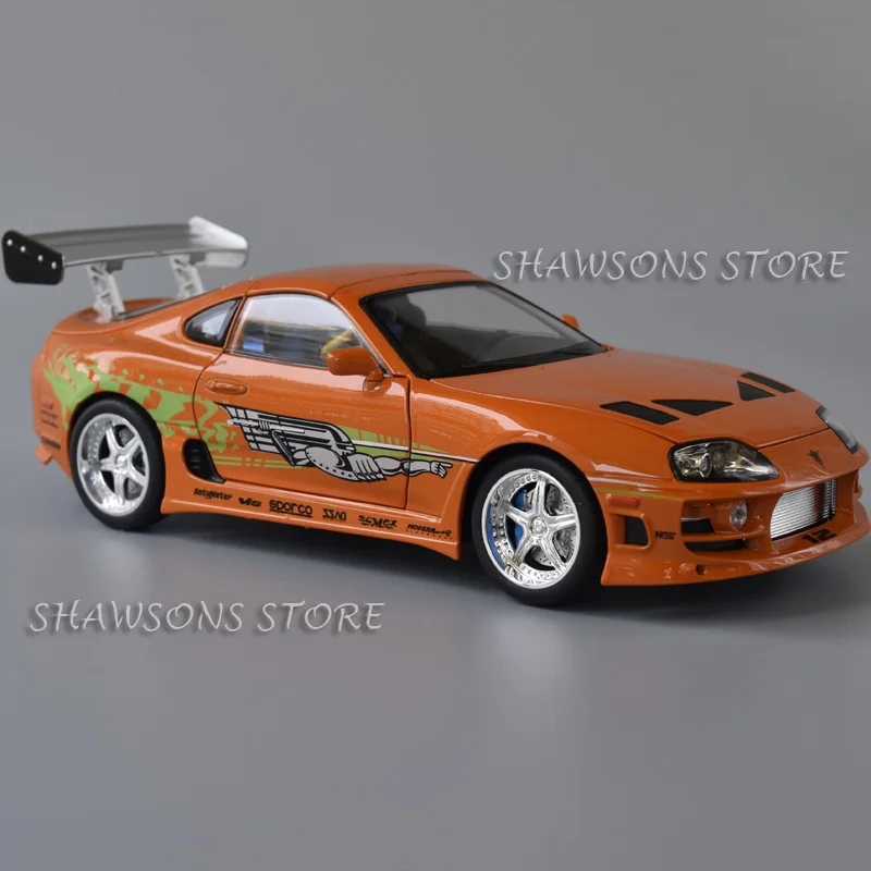 1:24 Scale Diecast Model Car Toys TRD Supra 3000GT Miniature Replica Pull Back Sound & Light