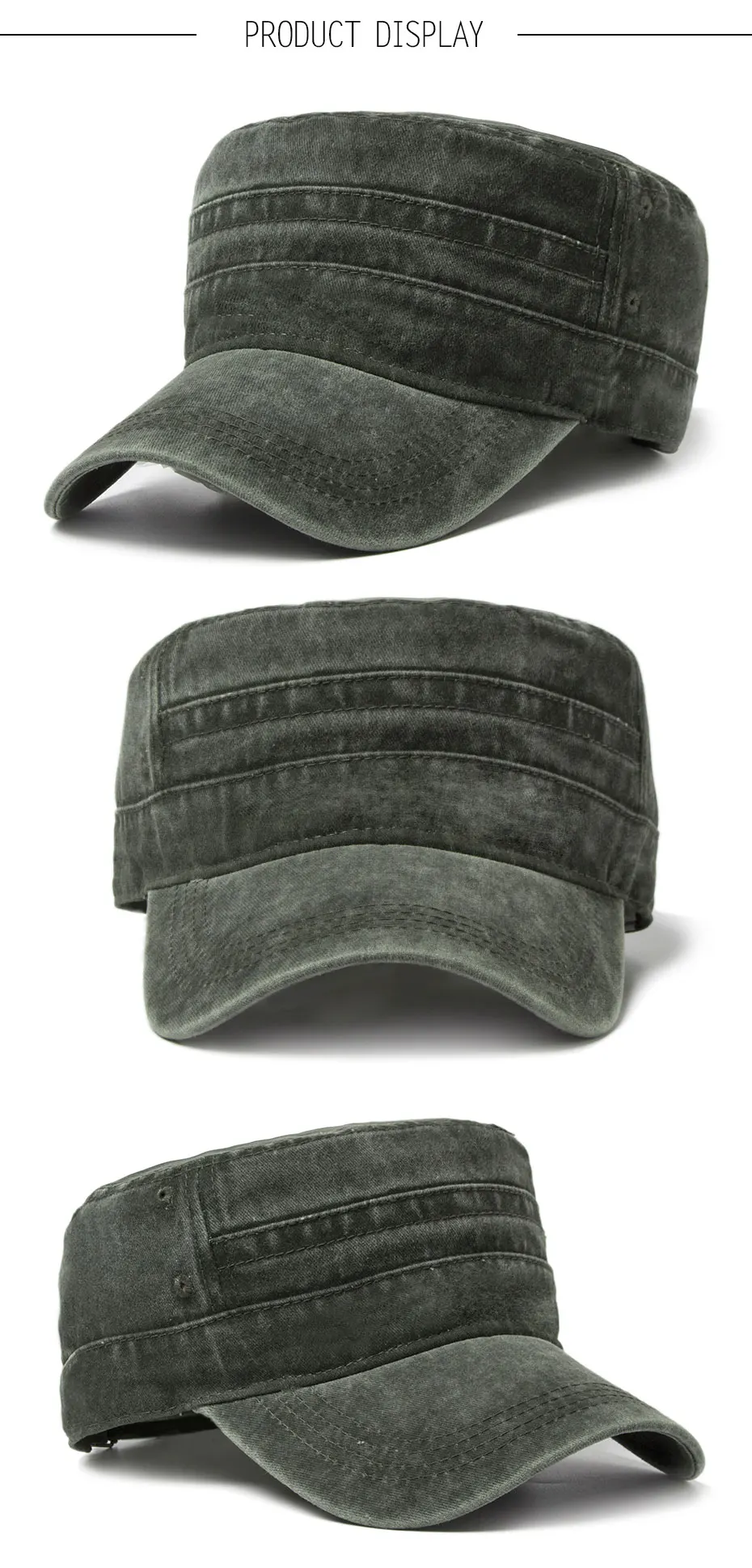 CNTANG 2024 Vintage männer Militär Kappe Frühling Sommer Mode Armee Flache Hüte Für Männer Casual Gewaschen Baumwolle Sonnencreme Baseball Caps – Detail 3