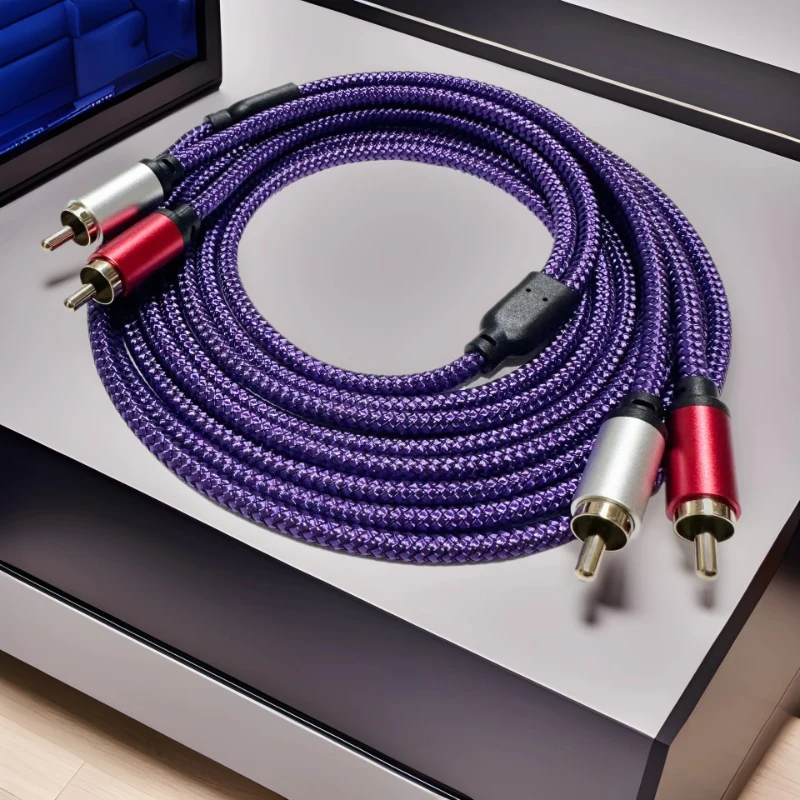 2RCA Male to 2RCA Male ,2 RCA Extension Cable Nylon Braid 2 RCA Male to 2 RCA Male Stereo Audio Extension Cable