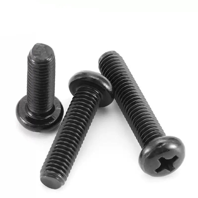 أسود M6 M8 M10 فيليبس مسمار مزلاج جولة رئيس عموم مسامير البراغي 304 موضوع الفولاذ المقاوم للصدأ المسامير #2