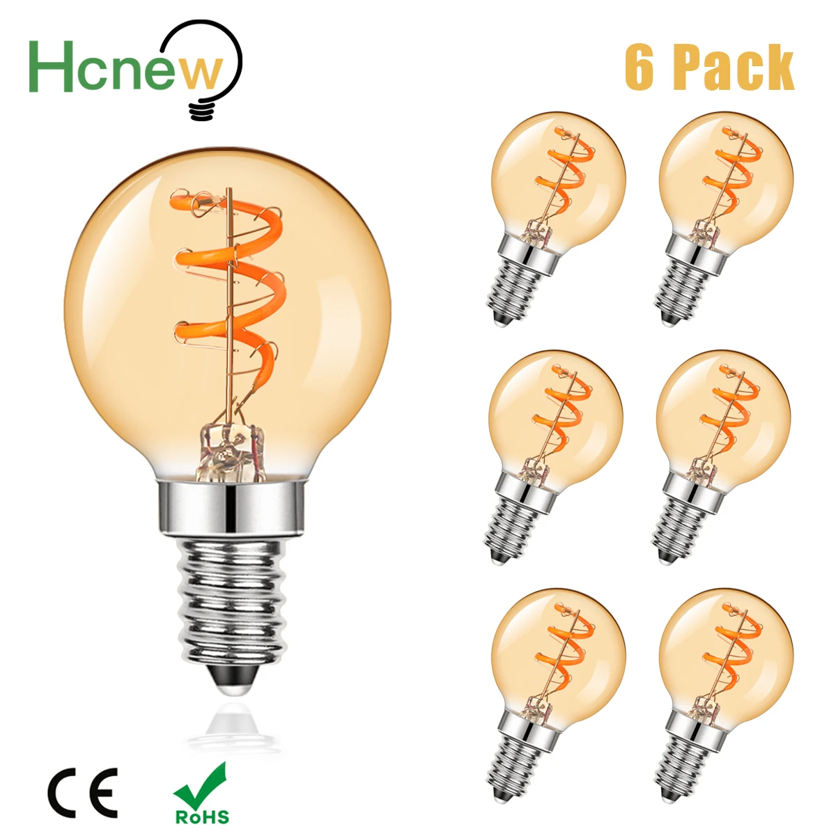 

Globe G50 Led Light Bulb E14 220V E12 110V Edison Spiral Filament 3W Dimmable Amber Warm White 2200K Pendant Replace Bulbs Decor