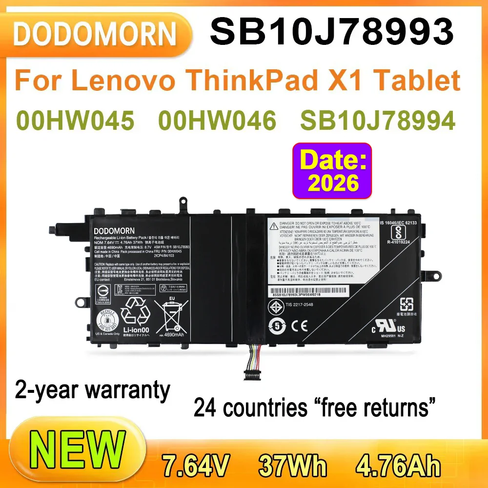 Laptop Battery For Lenovo ThinkPad X1 Tablet Series SB10J78994 00HW045 00HW046 High Quality 37Wh 7.64V Fast Delivery