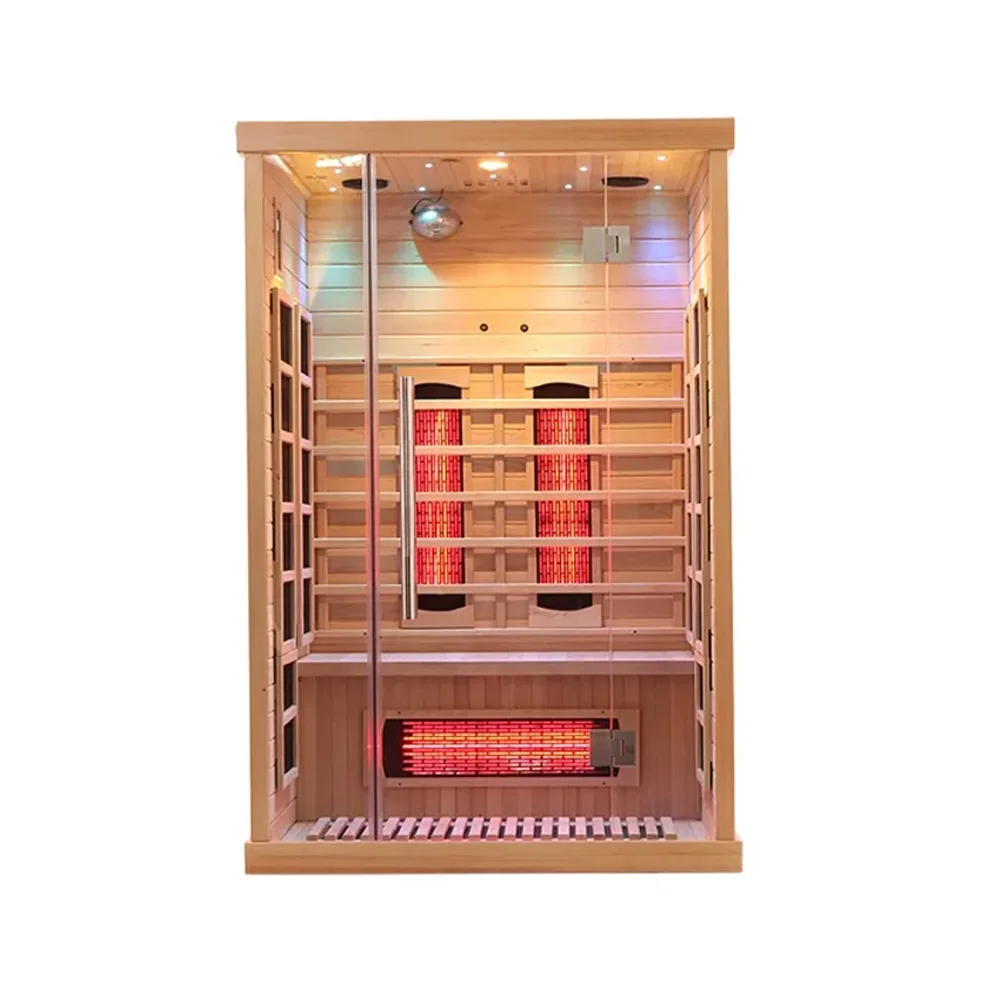 2-3 Person Size Infrared Sauna Therapy Solid Wood Sauna Room Infrared OEM Manufacturer Low EMF