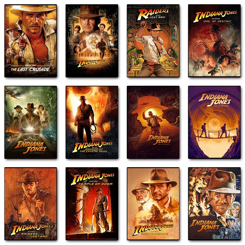 Classic Movies Indiana Jones Series And The Temple Of Poster Print Wall Art Pictures Canvas Painting Room Home Decor Gift
