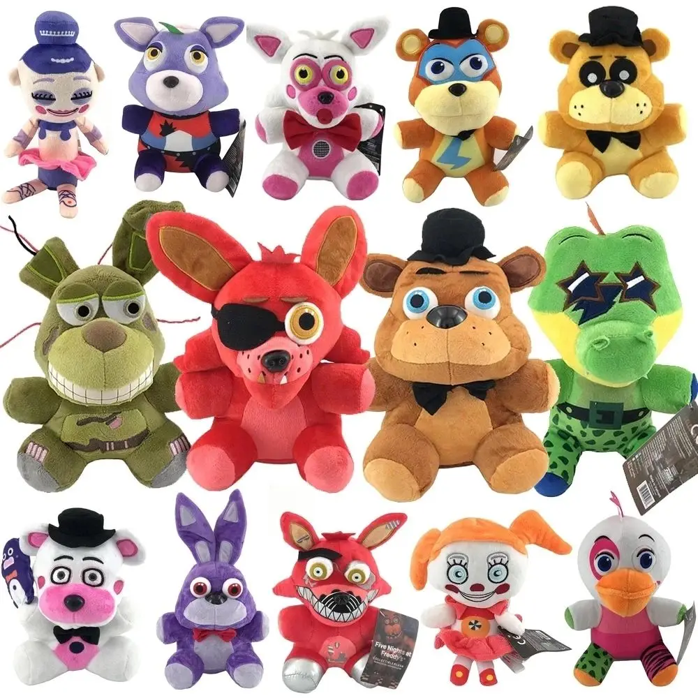 18cm FNAF Stuffed Plush Toys Freddy Fazbear Bear Foxy Rabbit Bonnie Chica Peluche Juguetes 5 Nights At Freddy Plushie Toys Gifts