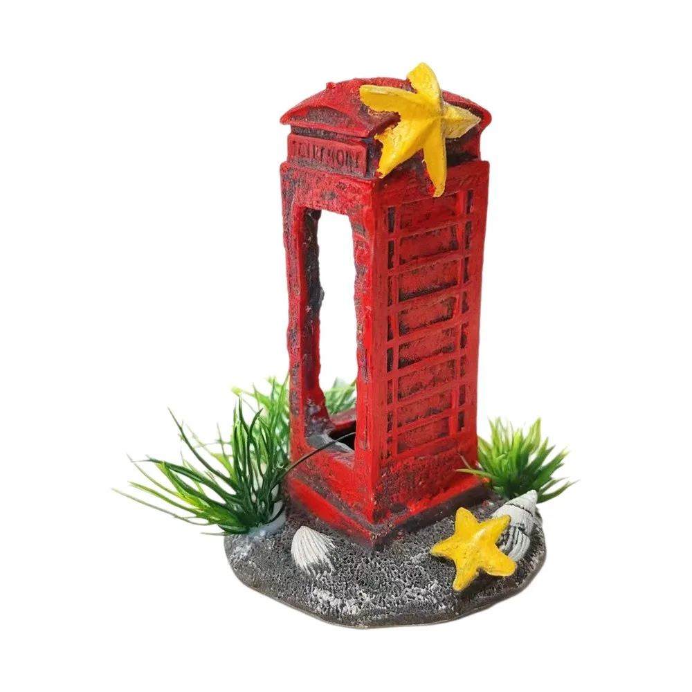 

Simulation Fish Tank Decoration Resin Natural Look Aquarium Landscaping Artificial Retro Telephone Booth Decoration