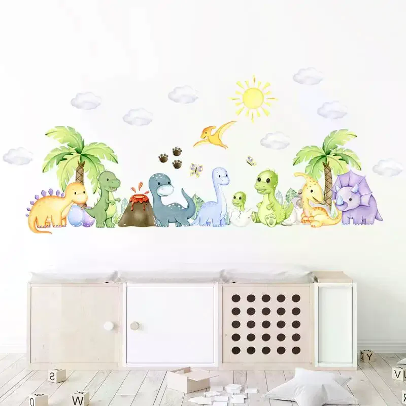 New Cartoon Cute Dinosaur Wall Stickers For Children Room Boy Kids Room Living Room Nursery Background Decoration Wall Decals view 3