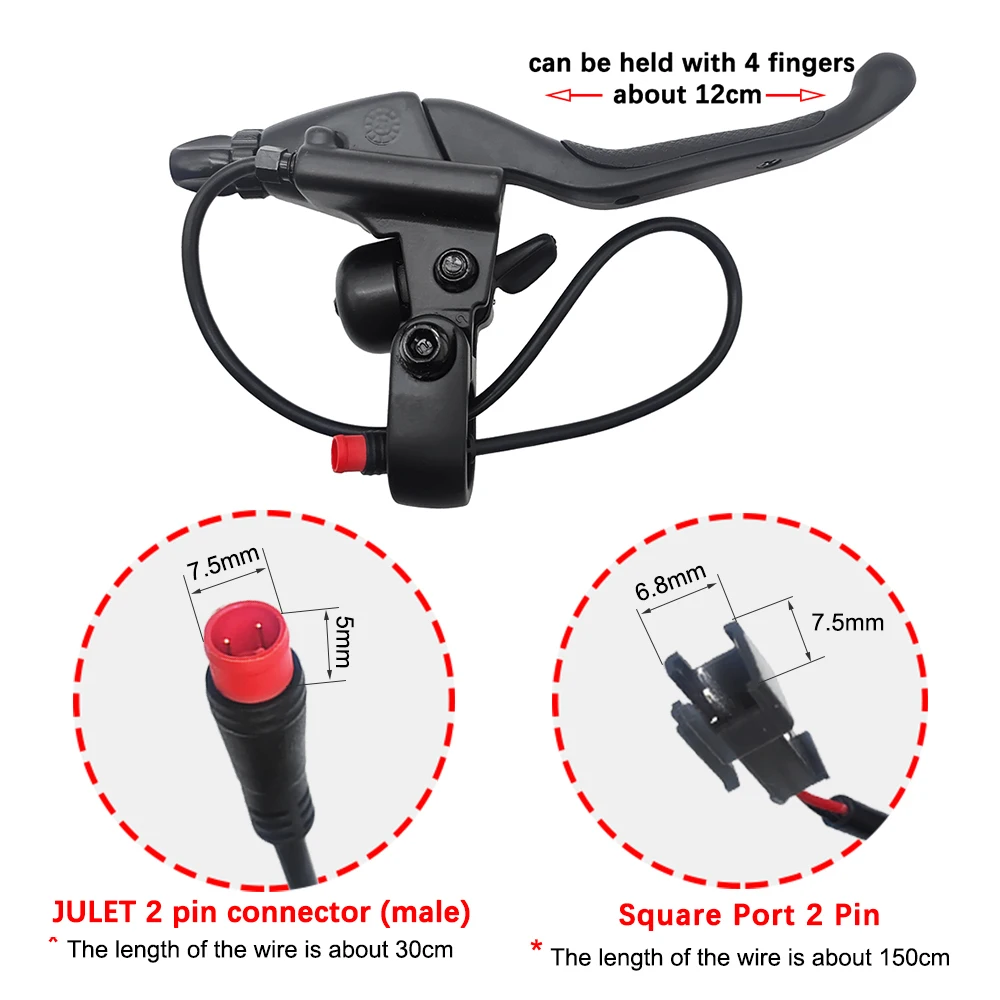 NUTT E-Bike Bike Scooter Electric Brake Lever Waterproof JULET Square 2pin  Bicycle 22.2MM With Bell For  V- C- Line Drum Brake