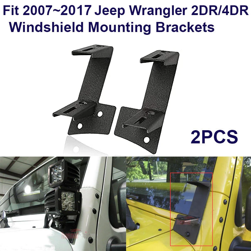 Dual A-Pillar Light Brackets Double-layer Work Light Bracket Dual Lower LED Work Light Mounts Kit for 07-17 Jeep Wrangler JK/JKU