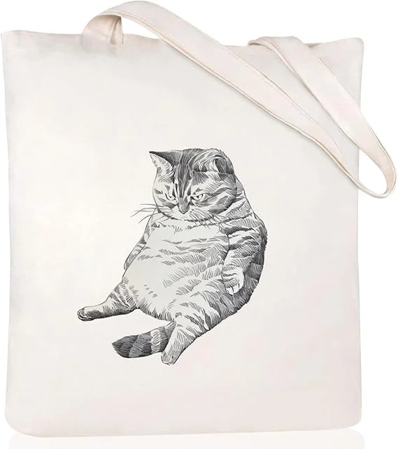 كسول السمين القط حقيبة كتف مضحك الكرتون القط الرموز التعبيرية حقيبة كتف المرأة حقيبة تسوق يومية المحمولة حقيبة حمل قابلة للطي
