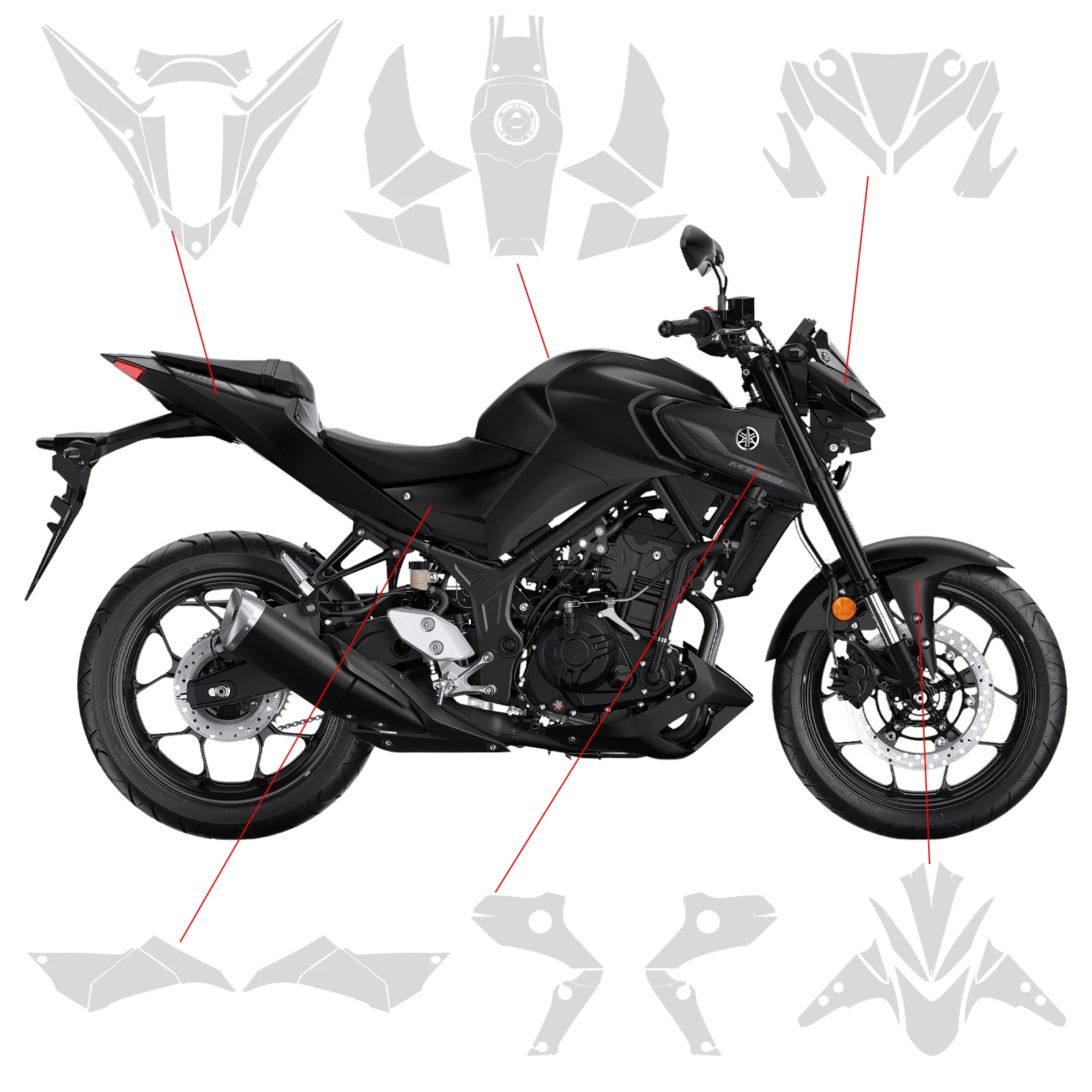 MT 25 PPF MT 03 Paint Protection Film For Yamaha MT-03 MT 25 TPU Protection Anti-scratch Film Motorcycle Fairing Protection