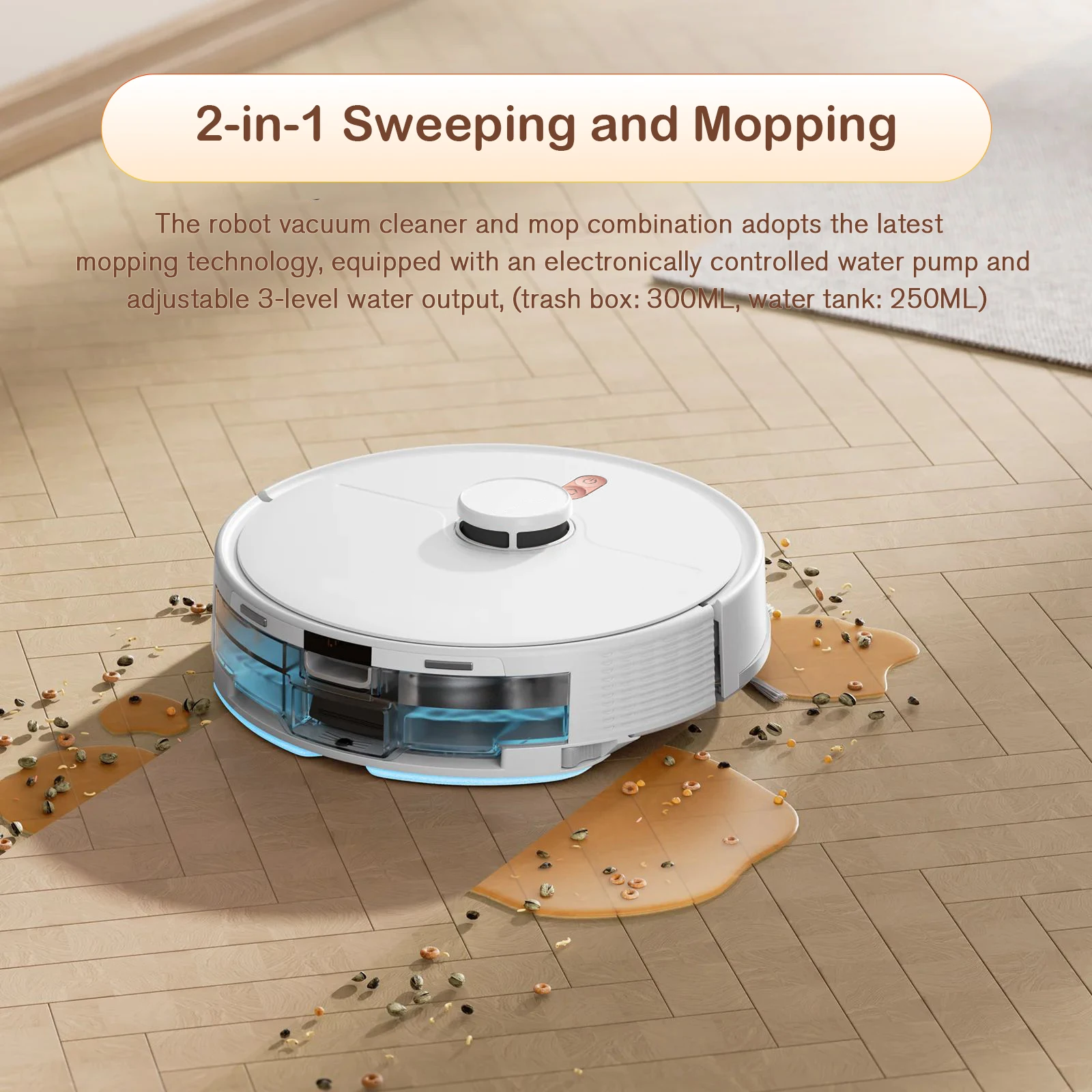Multifunctional Portable Auto-Recharge HEPA Automatic Cleaning Pet Care Hair Grooming 3-in-1 Sweep Mop Floor Vacuum Cleaner