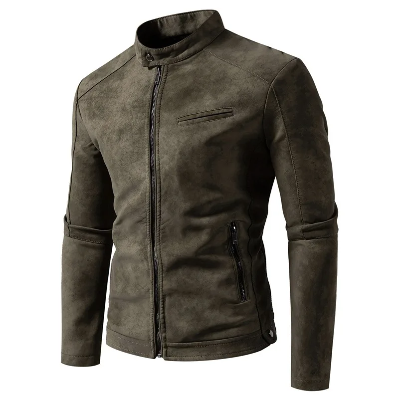 سترة جلدية أمريكية جديدة ذات ملمس راقي، صبغ ريترو غير لامع، سترة جلدية رائعة للدراجات النارية #4