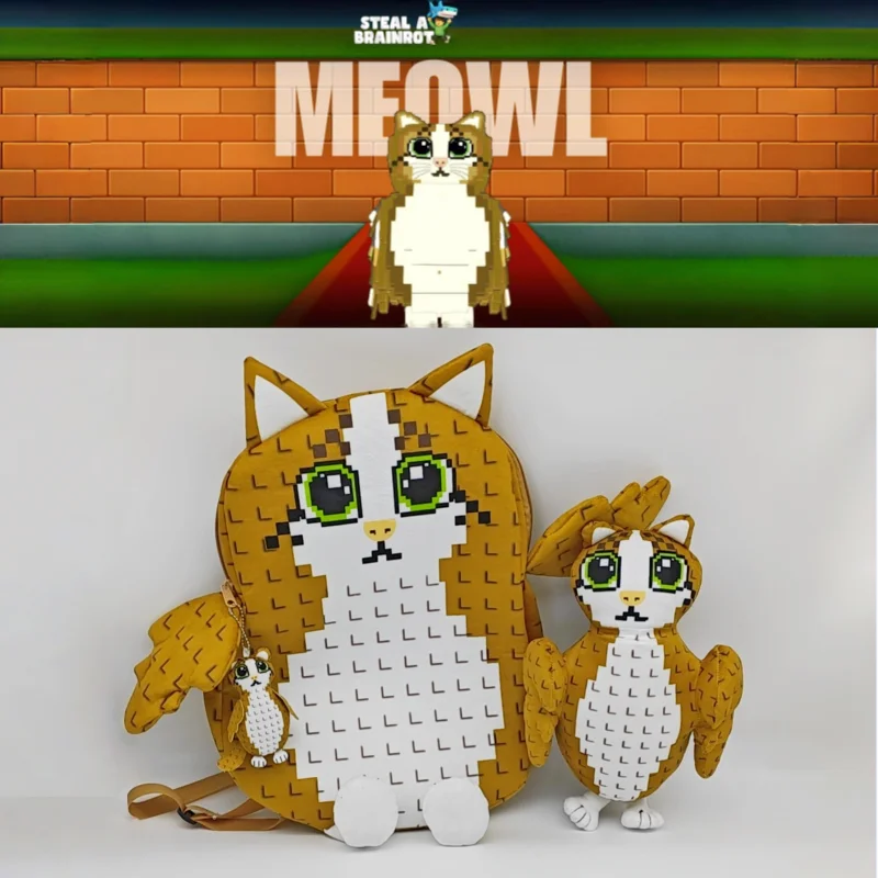 Steal a Brainrot Pluche Bruine Meowl Bag Bag Game Randapparatuur Kerst Speelgoed Cadeau Game Fans Kinderen Verjaardagscadeau Home Dec