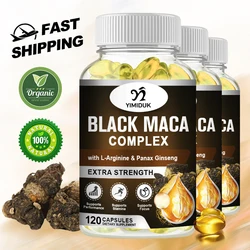 Black Maca Complex 1000mg, Vitality Supplement for Men with Black Pepper Extract for Absorption - Extra Strength - 120 Capsules