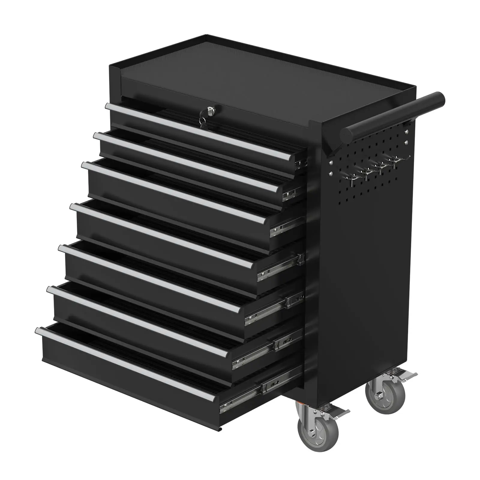 7-Drawer Rolling Tool Chest with Wheels, Metal Tool Storage Cabinet with Lock&Keys and Swivel, Toolbox with drawers