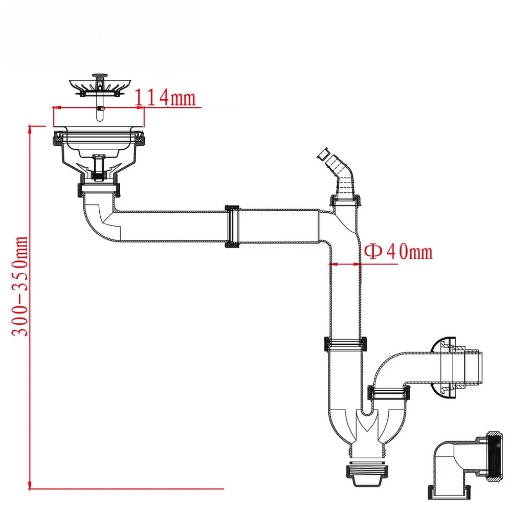 Stainless Steel Kitchen Sink Drainer 110mm Rear Wall Mounted Sink Drain Pipe Kitchen Wash Basin Sewer Drainer Accessories