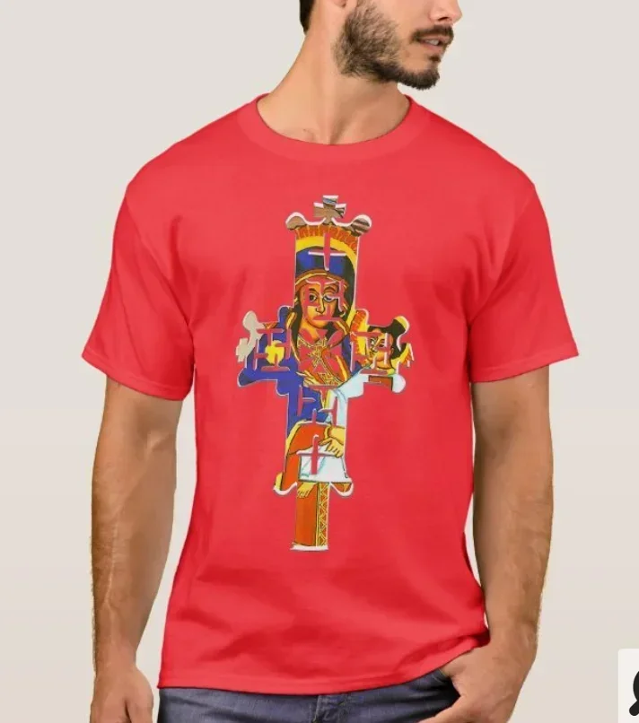 Ethiopian Orthodox Church Cross T-Shirt 100% Cotton O-Neck Summer Short Sleeve Casual Mens T-shirt Size S-3XL