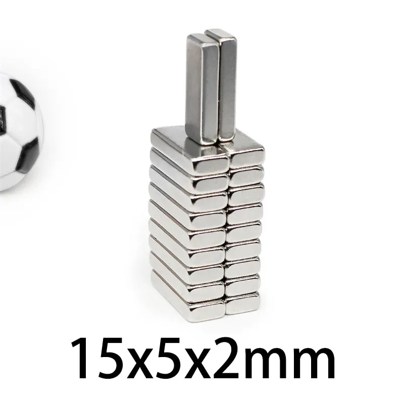 10/20/50/100/200/300PCS 15x5x2 Block Search Magnet Strong N35 Quadrate Permanent Neodymium Magnet Sheet 15x5x2mm 15*5*2 mm