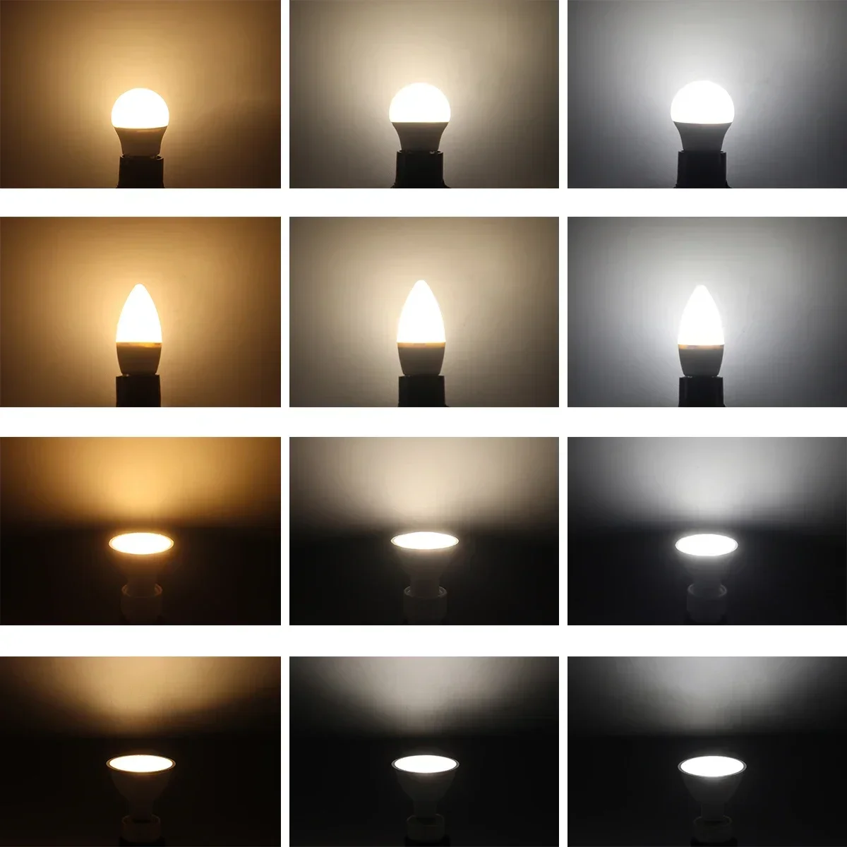 가정과 사무실 인테리어 장식을 위한 여러 기본 옵션이 있는 6pcs 다목적 LED 스포트라이트 램프 E27 B22 E14 GU10 GU5.3