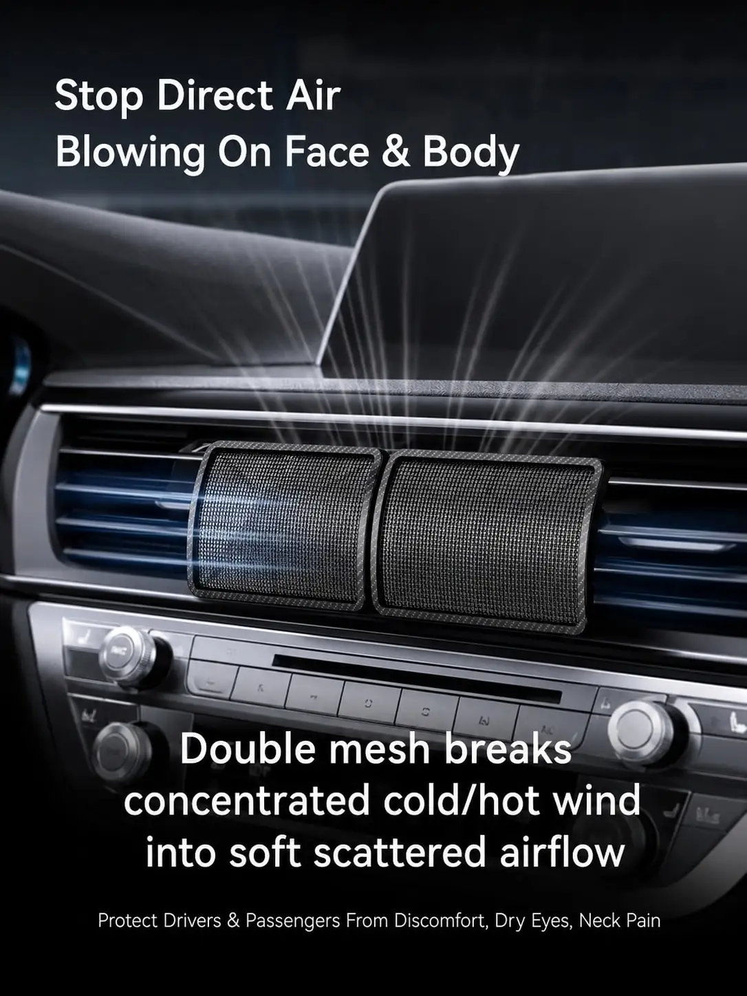 Car Air Conditioner Deflector Anti-Direct Blow Wind Guide Shield for Dashboard Vents Universal Auto AC Cover Accessories
