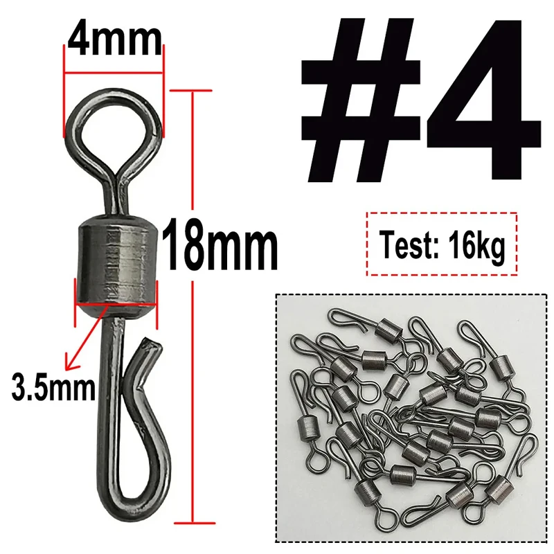 50pcs Bearing Swivel Fishing Connector Q Shaped Quick Change Swivels For Carp Fishing Terminal Tackle Accessories