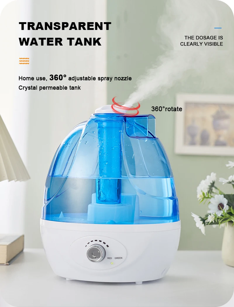 Cold Mist Humidifier Quiet Ultrasonic Humidifier - Adjustable -360 Rotating Nozzle, Automatic Shutdown, Humidifier for Baby Nurs