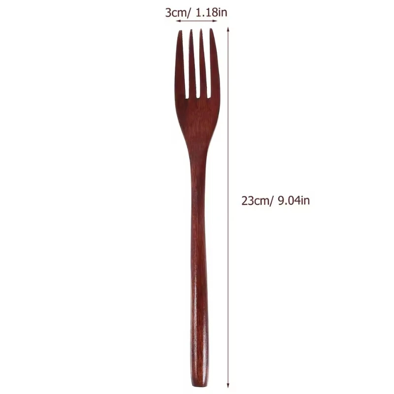 2Pcs Long Handle Wooden Fork Medium Dinnerware Cooking Wood Cookware Bento Box Accessories