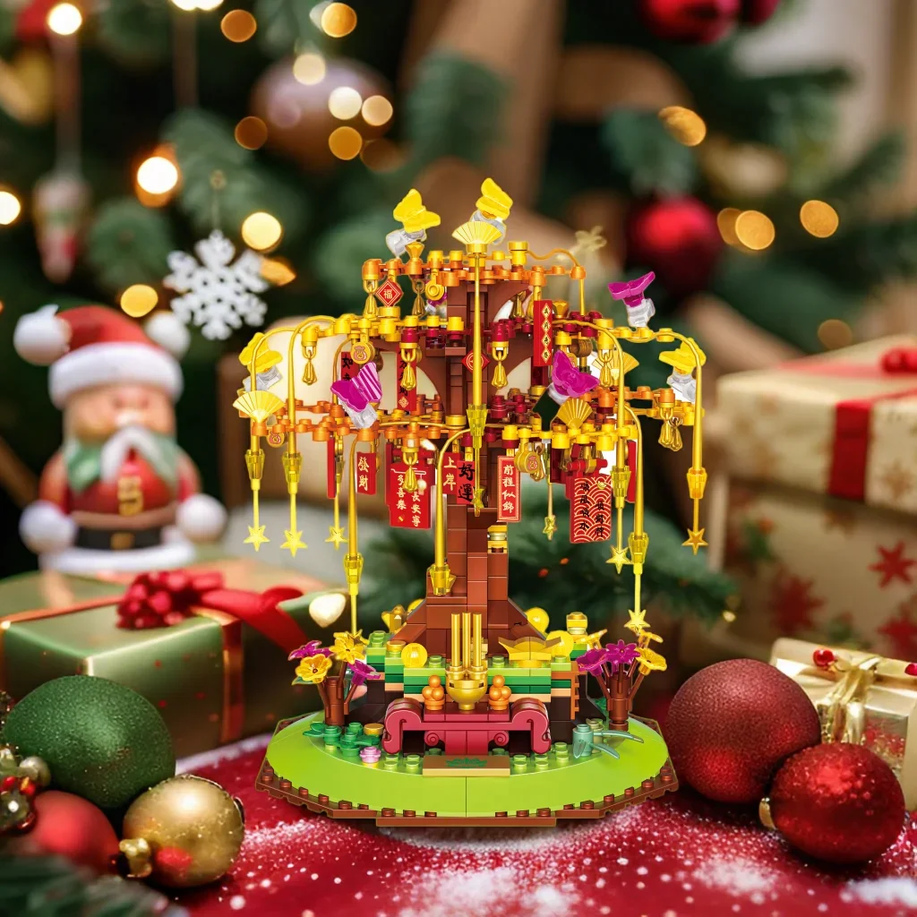 Wishing Tree Mini Building Blocks Toy Christmas Gift DIY Puzzle Ornament Assembly Building Four Seasons Tree Enthusiast Set