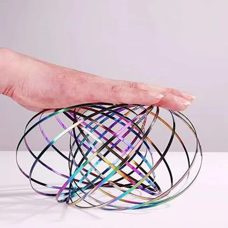 Metal Flow Ring Fidget Toy, Dynamic Spinning Arm Slinky Ring, Stainless Steel Interactive Trick Ring