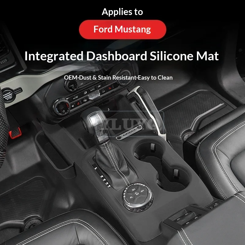 

FOR Ford Mustang Center Console Silicone Mat, Custom Panel Decorative Sticker, Anti-Slip Accessory, Interior Trim