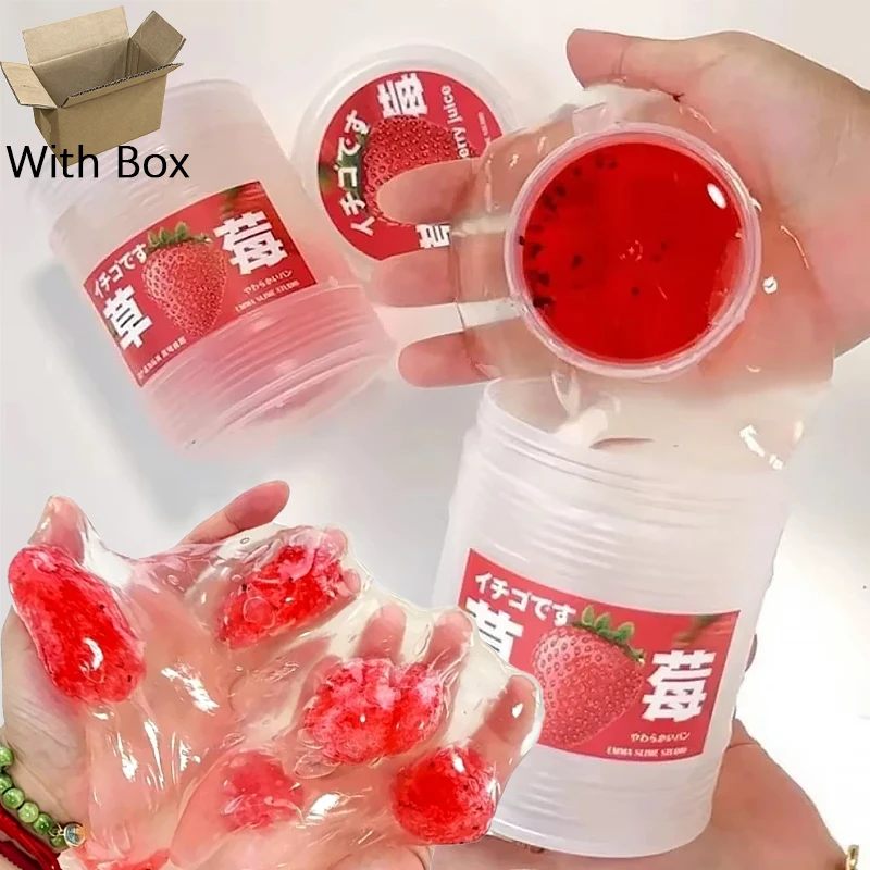 Slime 300ml Fruit Juice Scented Clear Water Slime Crystal Mud Jelly Decompression Kneading Soft Relaxed Pinch Relieve Pressure
