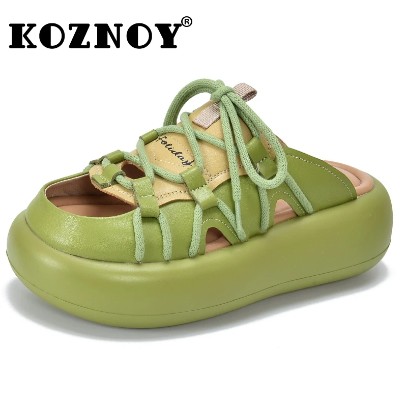

Koznoy/женские женские туфли на каблуке из коровьей кожи высотой 5,5 см, летние модные женские роскошные туфли-лодочки на танкетке на платформе, туфли-тапочки в стиле ретро
