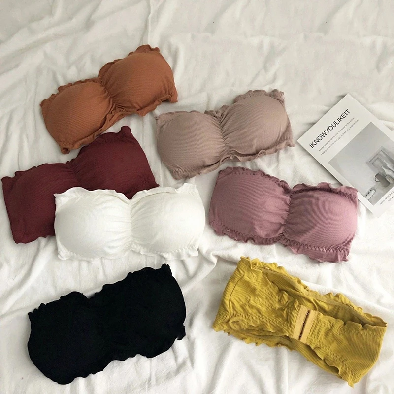 2024 New Seamless Women Tube Tops Strapless Sexy Bra Crop Top Back Closure Bandeau Top Underwear Female Strapless Bra Wrap Top