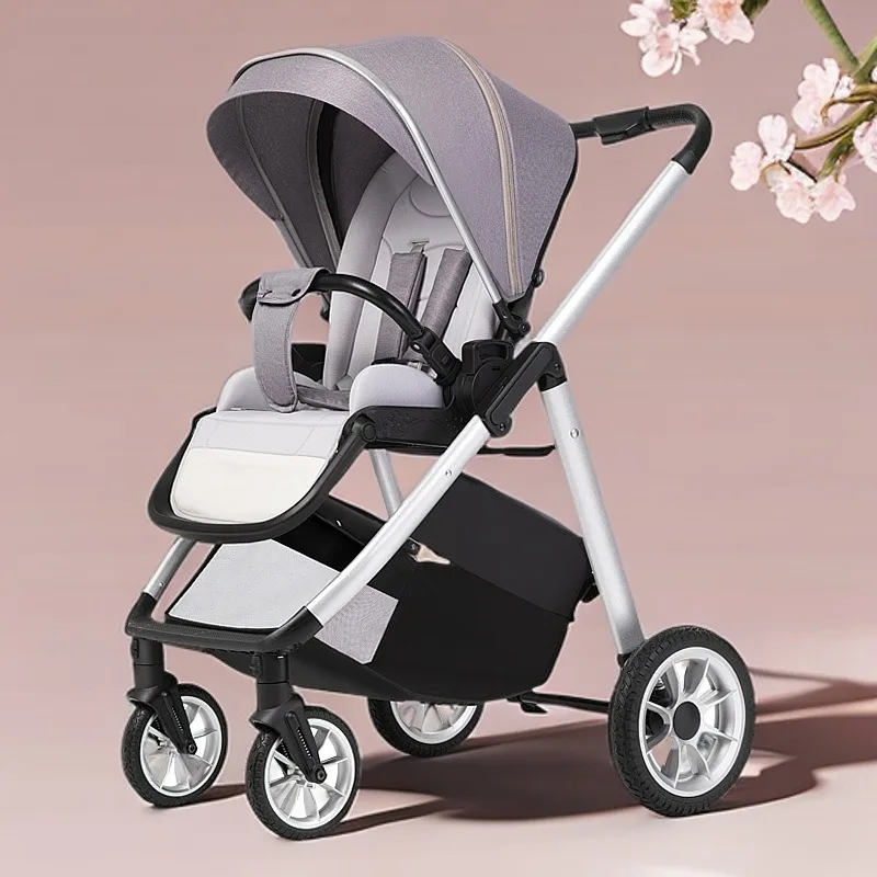 

High landscape baby stroller, both seated and reclining, lightweight folding and shock-absorbing baby stroller