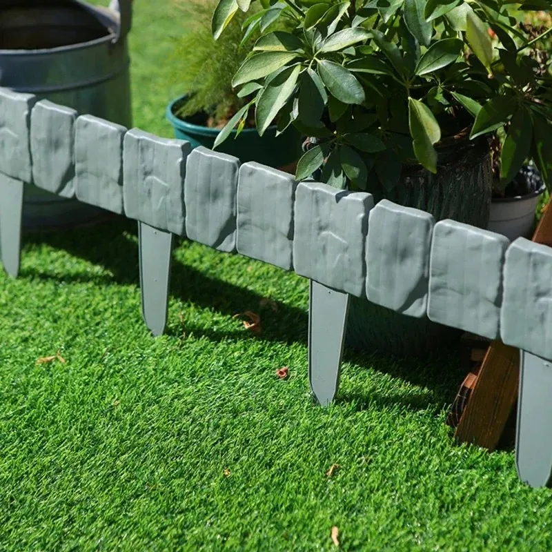 new design gray black imitation stone garden fence outdoor decorative border edging lawn yard landscape plant support stake