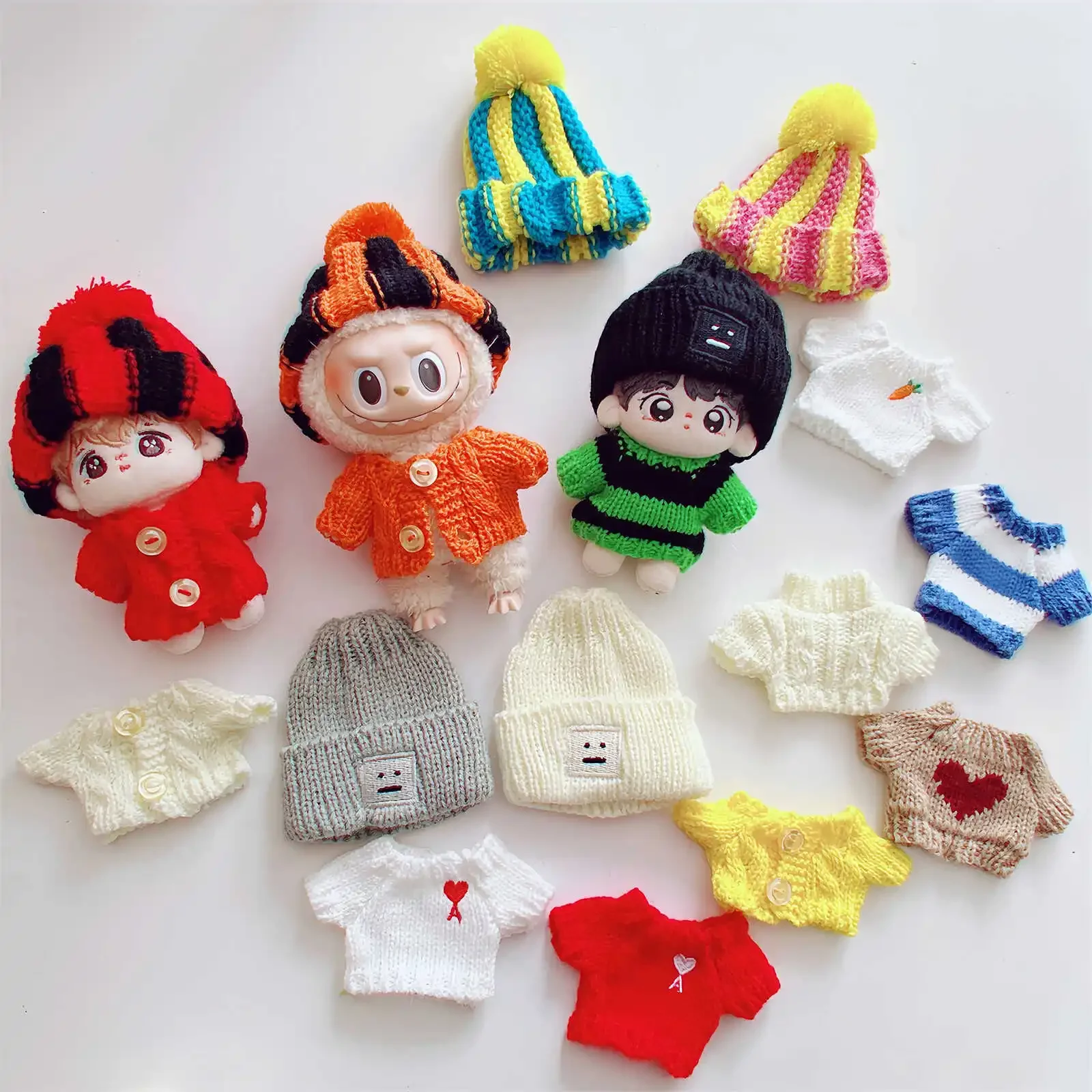 10cm Cute Mini Plush Doll\'S Clothes Outfit Accessories For Korea Kpop Exo Labubu Idol Dolls Sweater Hat Clothing DIY Kid Gift