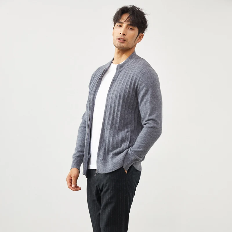 Brand Men\'s 100% Cashmere Winter Warm Thickening Comfortable Knitted Cardigan Successful People\'s Sweater Business Casual Jacket