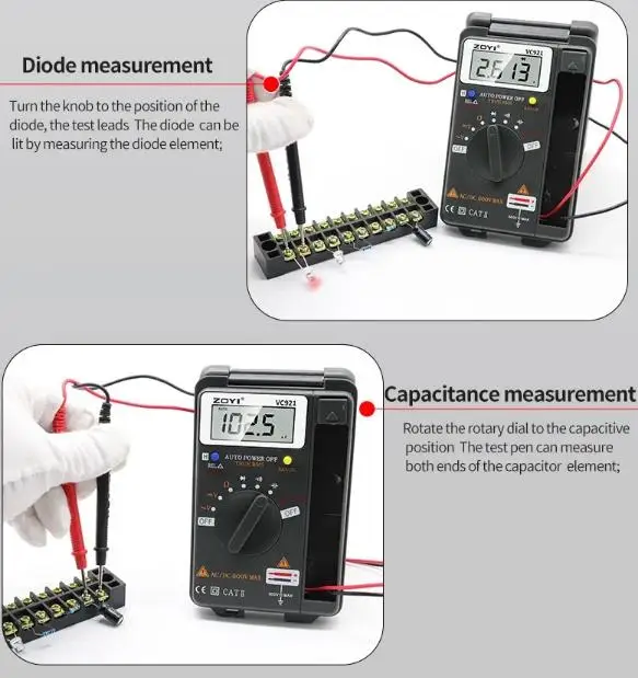ZOYI VC921 Mini Pocket Multimeter AC DC Volt Capacitance Duty Cycle Tester