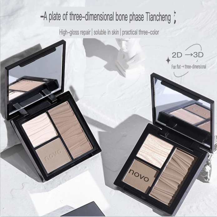 NOVO-Multi Effect Sculpting Plate, High Gloss, Brightening, Side Nose, Matte, Sparkling Powder, 3D Face, 1 Pc