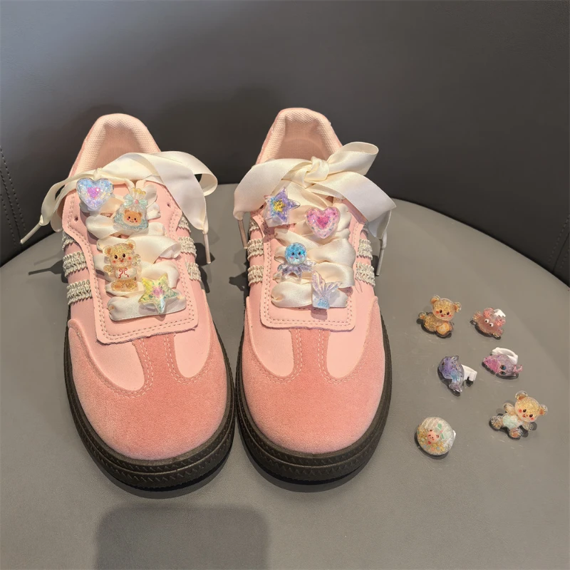 

New Cute Cartoon Shoes Lace Buckle Children's Ocean Sparkling Decoration Bear Love Pentagram Shoe Flower Sports Accessories
