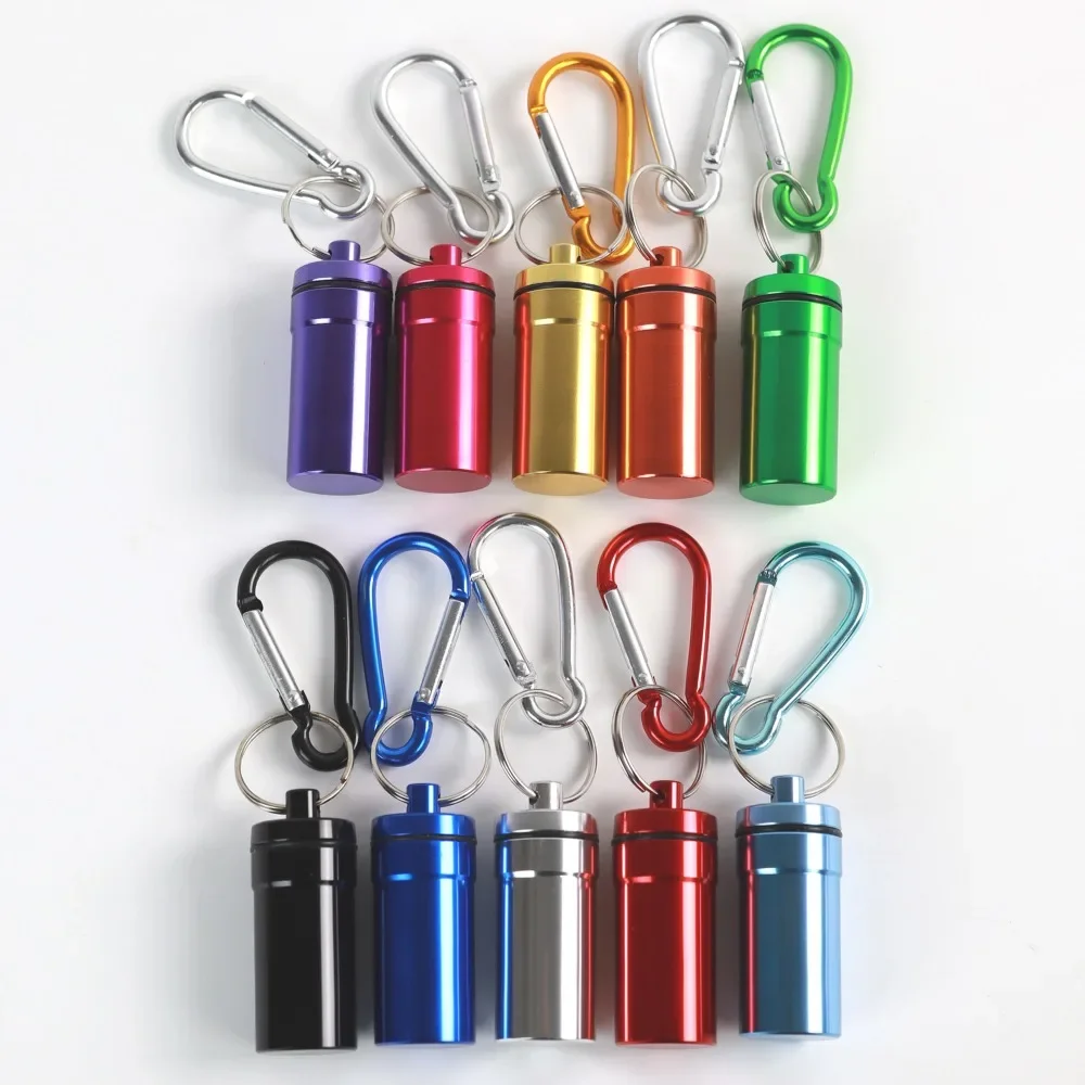 New Mini Portable Pill Case Box Holder Keychain Waterproof Aluminum Container Tablet Storage for Purse Outdoor Camping Travel