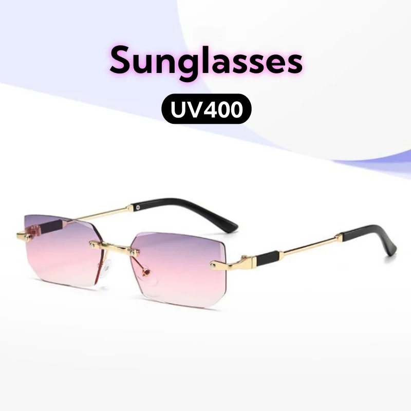 

New Business Frameless Sunglasses Fashionable Cut Edge UV400 Sun Protection Party Gatherings Travel Beach Shades Glasses